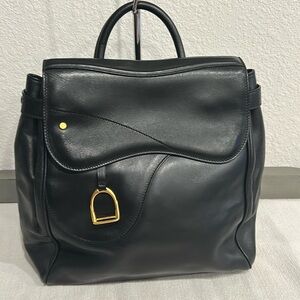Gucci Black Leather  Saddle Bag pack